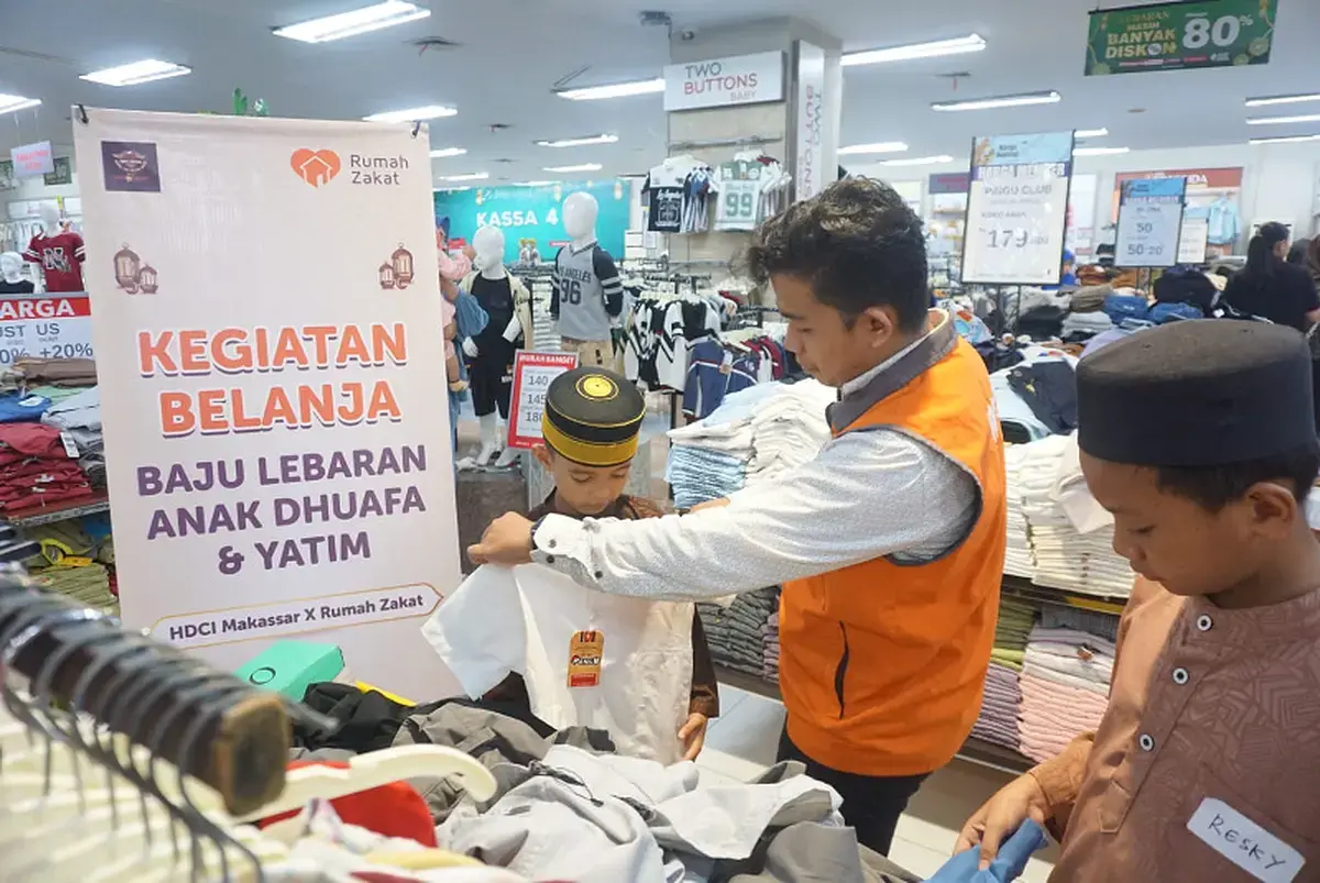 HDCI dan Rumah Zakat Hadirkan Kebahagiaan Lewat Pengalaman Belanja Lebaran untuk Anak Yatim di Makassar