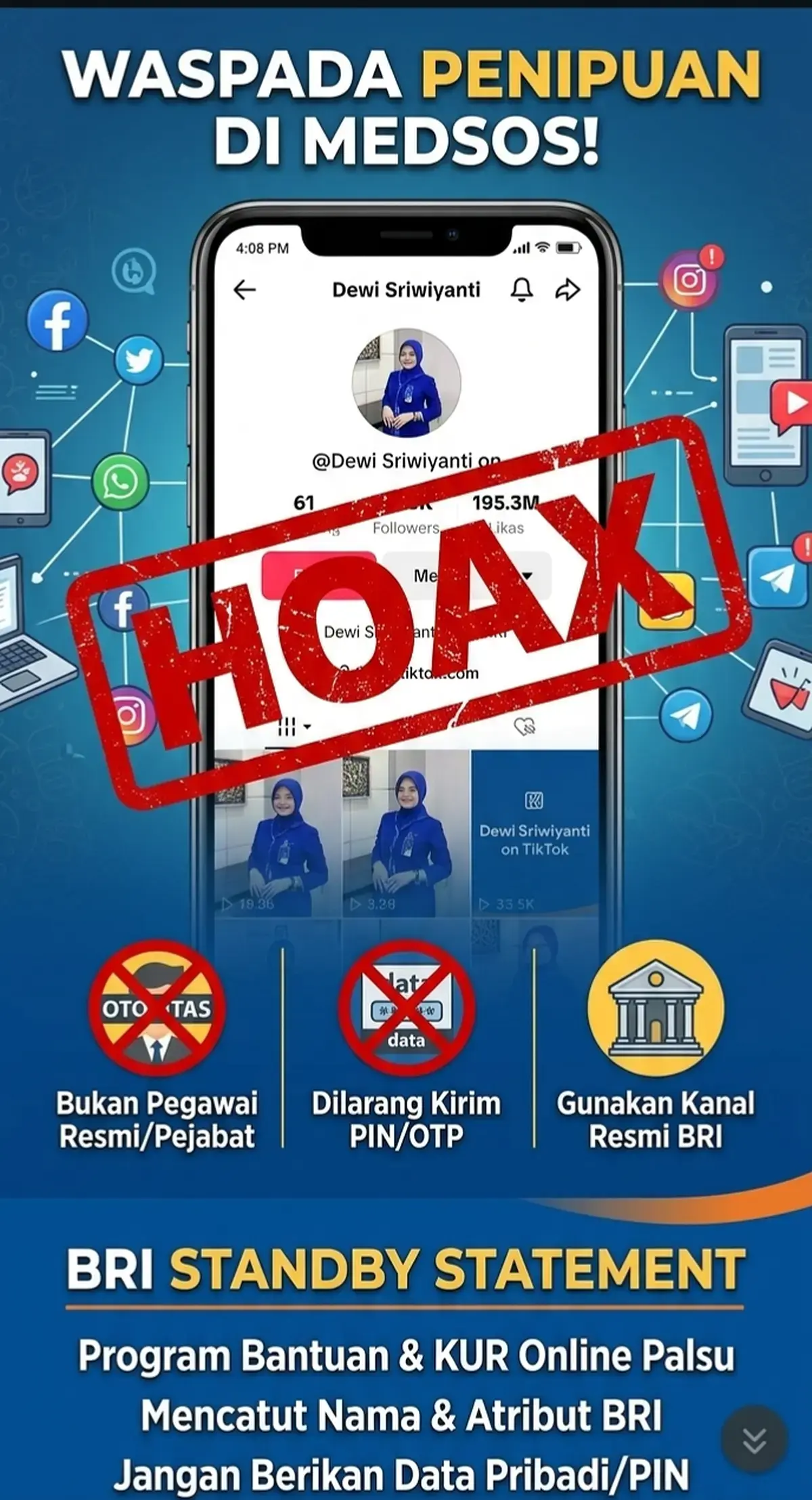 Waspada Modus Penipuan Bantuan Dana Hibah dan KUR Online Catut Nama BRI